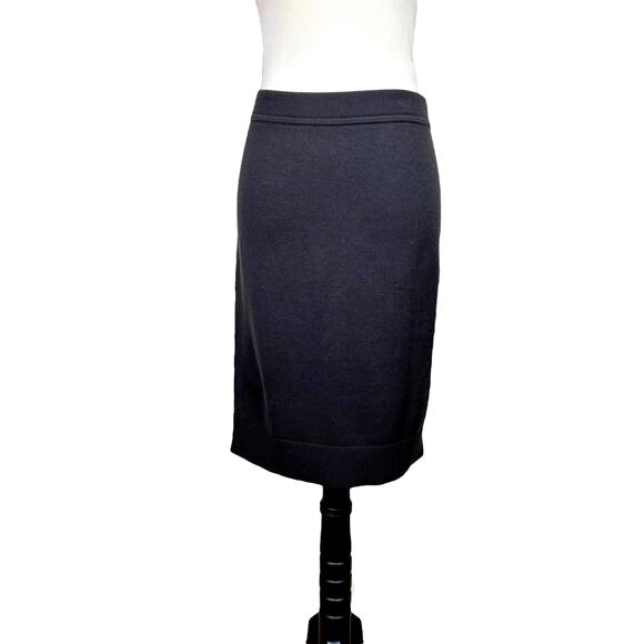 Worth New York Dark Brown Wool Knit Knee Length Elastic Waist Pencil Skirt - Picture 1 of 10